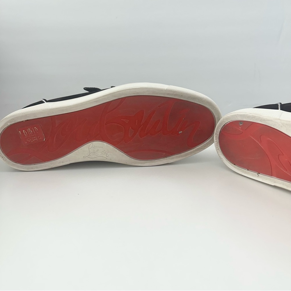EUC! Christian Louboutin Black Suede Kiddo Bordo Crystal Velcro Sneakers 37 7 - Picture 9 of 15